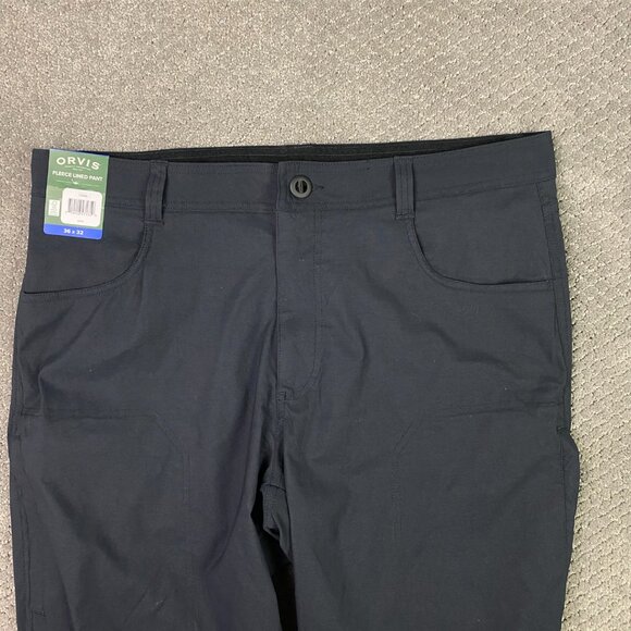 Orvis Fleece Lined Water Repellent Pants Mens 36 x 32 Black 1525902 Tech Stretch - Picture 2 of 16